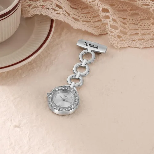 Miniatura 5 de Relojes de enfermera para enfermeras, médicos, relojes de enfermería personalizados, con nombre grabado, pin de solapa en el reloj de enfermería
