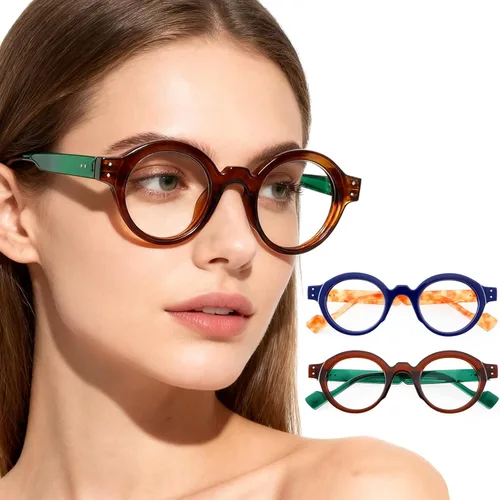 Miniatura 8 de Round Small Frame Reading Glasses for Women Readers for Men Blue Light Blocking Retro