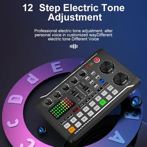 Miniatura 3 de Mezclador de audio, mezclador de audio profesional, cambiador de voz, tarjeta de sonido en vivo, reducción de ruido Bluetooth, cambiador de voz