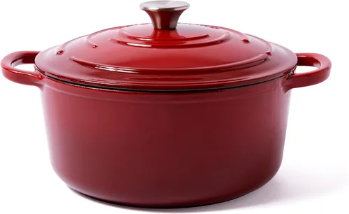 Miniatura 14 de Larder & Vine Horno holandés de hierro fundido esmaltado de 5.7 cuartos de galón con tapa, horno holandés para masa madre y hornear pan, esmalte