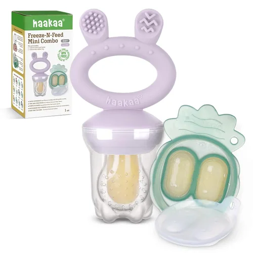 Miniatura 11 de Haakaa Comedero de alimentos para frutas y mini congelador, moldes para paletas de leche materna para alivio de enfriamiento del bebé, alimentador