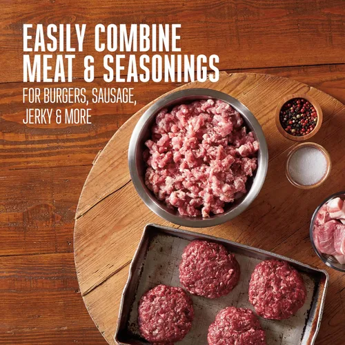 Miniatura 2 de Weston Mezclador de carne de acero inoxidable de 20 libras para añadir condimento a carne molida, hamburguesas, salchichas y cecina, plata