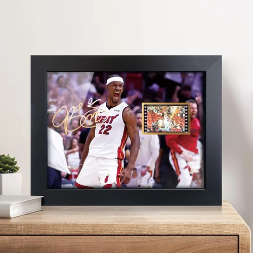 Miniatura 5 de sufenvera Impresión firmada de Jimmy Butler foto enmarcada con mini pantalla de película, póster para fanáticos del baloncesto, grandes regalos