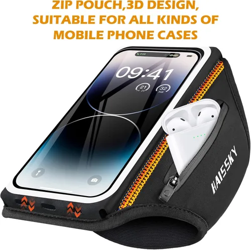 Miniatura 6 de Brazalete de teléfono para correr con soporte para auriculares, diseño 3D para teléfonos celulares para iPhone 17/16/15/13 Pro/Plus y S24/S20