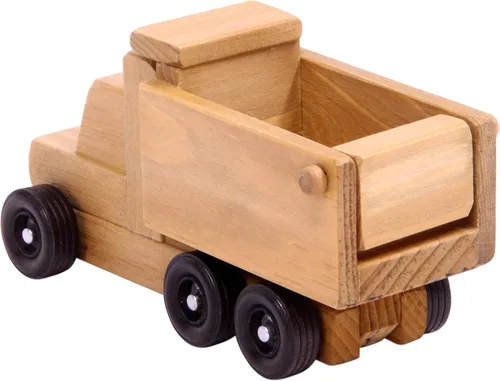 Miniatura 3 de Camión volquete de madera de juguete - Ruedas rodantes reales y cama de descarga (pequeño)