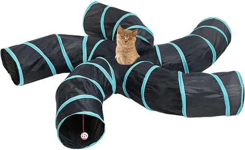 Miniatura 9 de Túneles para gatos, juguetes de juego arrugados, tubo plegable con laberinto de bolas, casa para gatos, mascotas, interactivos, para gatos, Túnel