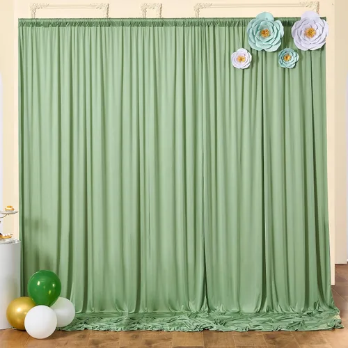 Miniatura 22 de Cortinas de telón de fondo granate de 10 pies x 10 pies sin arrugas para fiestas, 2 paneles de cortinas de telón de fondo de poliéster sedoso