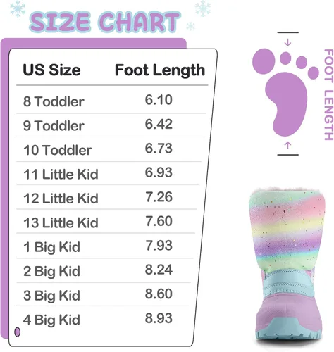 Miniatura 5 de K KomForme Botas de nieve impermeables para niñas con forro de piel sintética, zapatos de invierno cálidos para niños (niños pequeñosniños grandes)