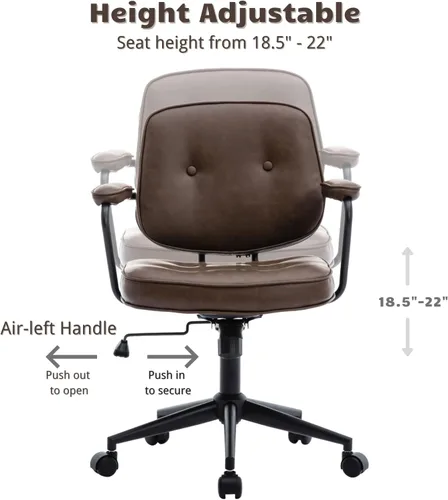 Miniatura 5 de HEAH-YO Juego de 1 sillas de escritorio modernas sin brazos, silla giratoria para computadora con ruedas y reposabrazos, silla de oficina ajustable