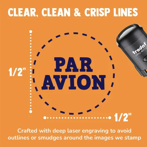 Miniatura 2 de Par Avion Air Mail - Sello de tinta autoentintado con texto circular para sellar planificadores de manualidades, mini de 1/2 pulgada, tinta negra