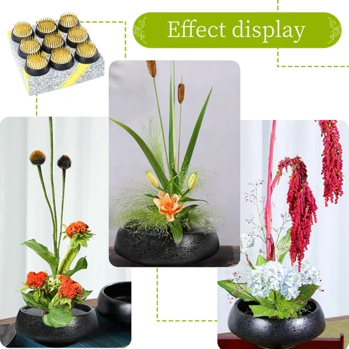 Miniatura 5 de ZUDKSUY Arreglo de ranas de flores, suministros de arreglo floral de ranas de flores, soporte de alfiler de cobre Jianshan, arreglo floral