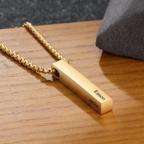 Miniatura 5 de Lam Hub Fong Collar de barra con nombre personalizado para hombre, collar de cruz personalizado con inicial para padre, hermano, regalos del día