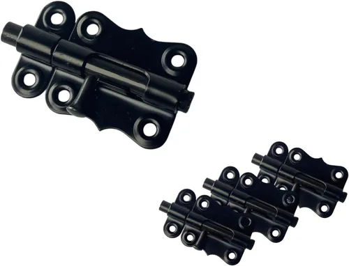 Miniatura 14 de QCAA Deco Perno de barril deslizante de acero duradero, 2 pulgadas, revestimiento negro, paquete de 4, fabricado en Taiwán Recubierto negro (2")