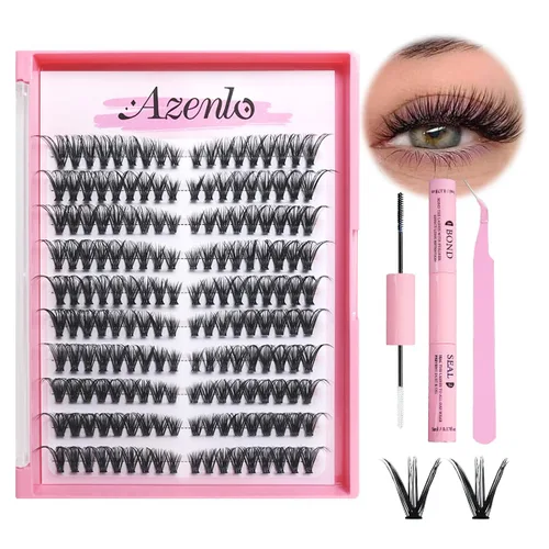 Azenlo Kit de Racimos de Pestañas Naturales Wispy Racimos de Pestañas 120 pcs Extensiones de Pestañas en Racimo Rizo C Pestañas Individuales KIT DE
