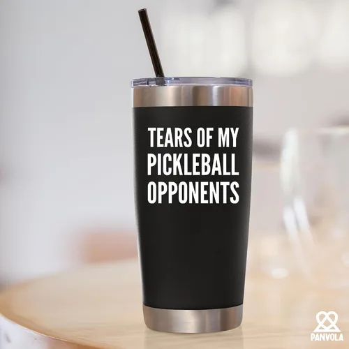 Miniatura 7 de Panvola Tears of My Pickleball - Vaso de acero inoxidable con aislamiento al vacío para papá, mamá, abuelo, abuela, con tapa extraíble y popote