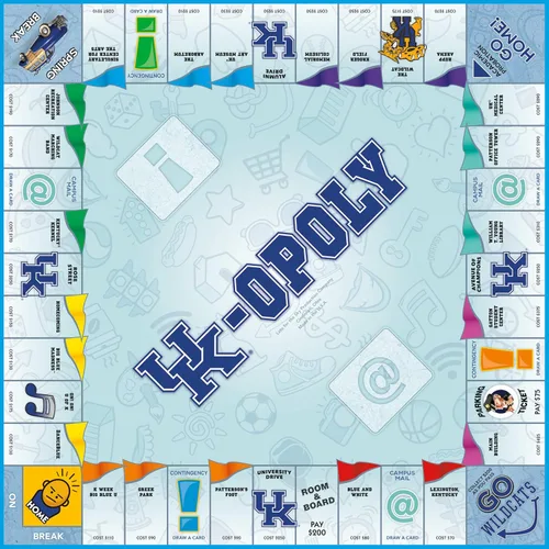 Miniatura 2 de Late for the Sky Juego de mesa Opoly con temática universitaria, 2-6 jugadores, estrategia de fiesta familiar, fichas y ubicaciones de campus