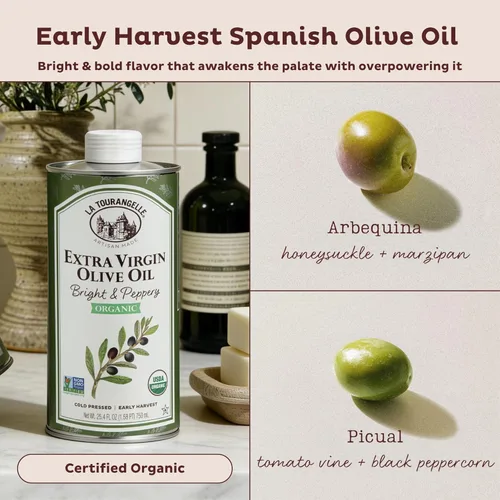 Miniatura 5 de La Tourangelle, Aceite de oliva virgen extra orgánico, AOVE prensado en frío de España, 16.9 onzas líquidas, aceite de oliva español con polifenoles