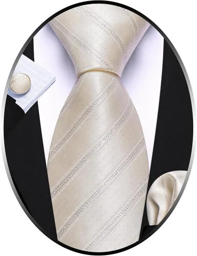 Miniatura 381 de Barry.Wang Juego de corbatas para hombre, corbata de seda a rayas, tejido a cuadros, gemelos formales, negocios, boda