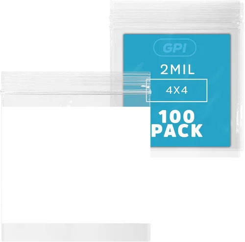 Miniatura 35 de GPI - Mini bolsas con cremallera de 1 x 1 pulgada, paquete de 1000 bolsas de plástico transparente con cierre con cremallera con bloque blanco