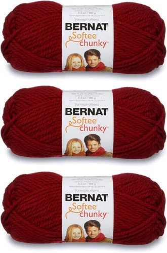 Miniatura 24 de Ovillo sólido Bernat Softee Chunky, Acrílico, Rojo Berry, Paquete de 1