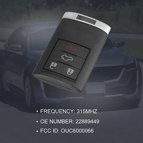 Miniatura 3 de X AUTOHAUX 2 unids 315MHz OUC6000066 Reemplazo sin llave remoto de entrada remoto para Cadillac STS 2008-2011 DTS 2008-2011 CTS 2008-2013 22889449 4
