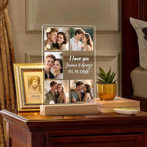 Miniatura 5 de Marcos de fotos personalizados con foto, marco de fotos personalizado con luz nocturna, marco de fotos personalizado, regalos personalizados de 5