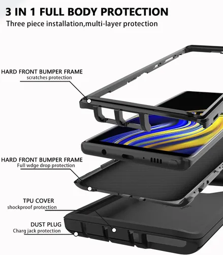 Miniatura 3 de Funda para Samsung Galaxy Note 9, a prueba de caídas, a prueba de golpes, resistente, funda protectora para Samsung Note 9, 6.4 pulgadas (negro)
