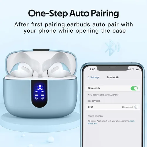 Miniatura 5 de TAGRY Auriculares Bluetooth Auriculares Inalámbricos Verdaderos Auriculares 60H Reproducción Pantalla LED de Energía Audífonos con Estuche de Carga