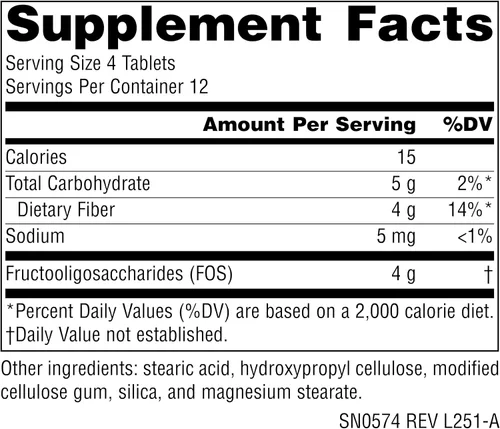 Miniatura 2 de Source Naturals FOS 1000 mg Fructooligosacáridos Potenciador Probiótico - 50 Tabletas