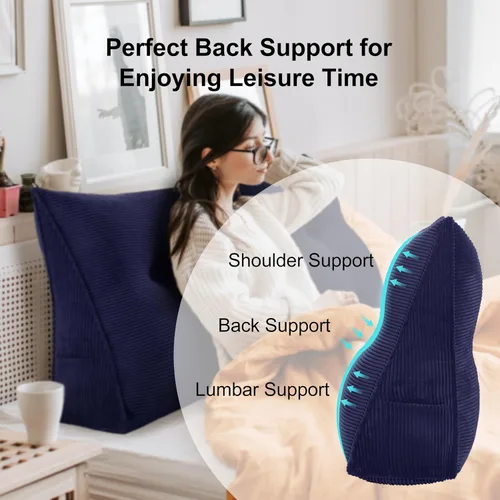Miniatura 2 de WOWMAX Almohada triangular para cabecero de cama completa, almohada de cuña para cabecero, almohada grande de refuerzo para cama, almohada de cuña