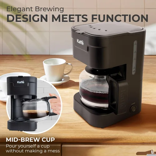 Miniatura 6 de Kaffe - Cafetera (25 onzas / 25.4 fl oz), función de mantener el calor, lavable y lavable, filtro de cesta extraíble, compatible con filtros de Negro