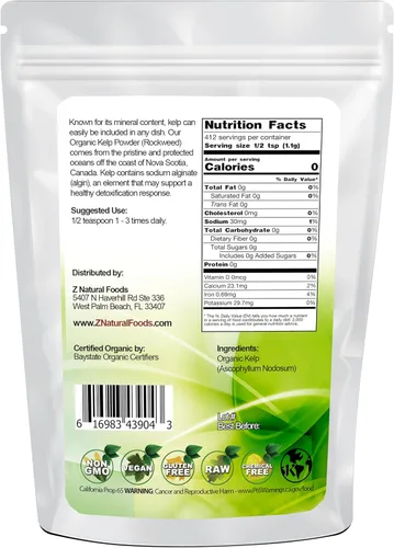 Miniatura 2 de Polvo orgánico de algas marinas ricas en nutrientes - Superalimento a base de plantas - Crudo, vegano, sin OMG, sin gluten, Kosher - 1 libra