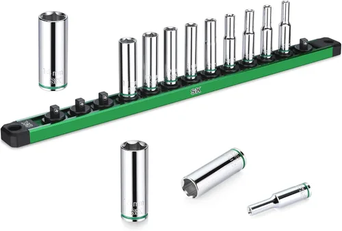 Miniatura 9 de SK Juego de llaves de 1/4 pulgada, llaves métricas, 13 piezas de 4-14 mm, acabado SuperKrome, construcción premium CR-V, con organizador de llaves