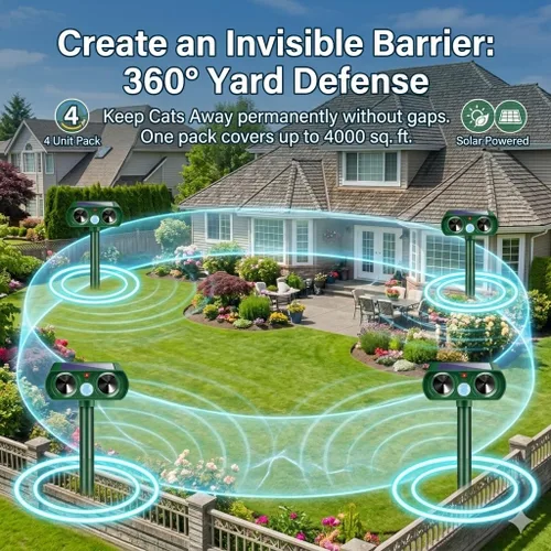Miniatura 7 de Sonic Fortress Pro - Repelente de ciervos 2026 para gatos con sensor de movimiento, repelente solar ultrasónico de animales con sensor