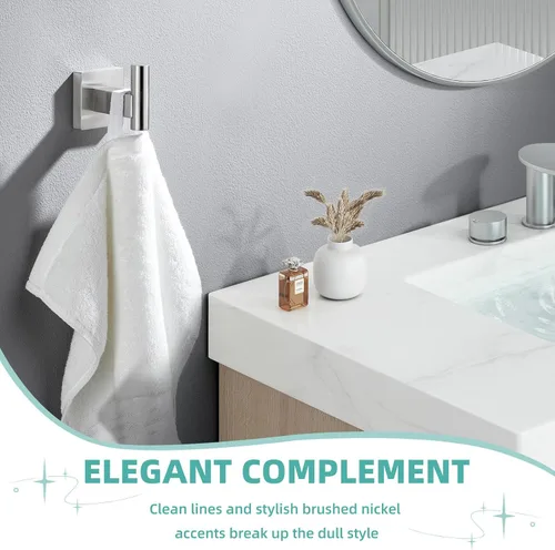 Miniatura 7 de Suyar Gancho para toallas de níquel cepillado, soporte para bata de baño, gancho de pared Acero inoxidable SUS304, montaje con tornillo Mate negro