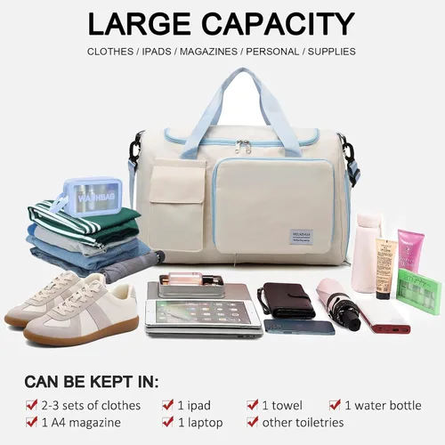 Miniatura 320 de Pequeña bolsa de gimnasio para mujer, bolsa de viaje con compartimento para zapatos