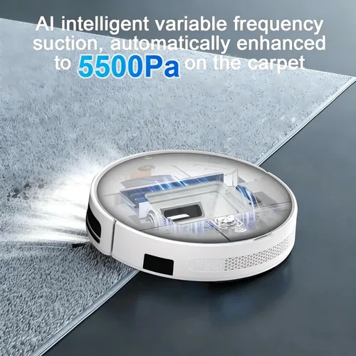 Miniatura 3 de Combo de aspiradora y trapeador robot, succión fuerte de 5500 Pa, entrada sin escobillas antienredos, 2 en 1, aspiradora robótica superfina