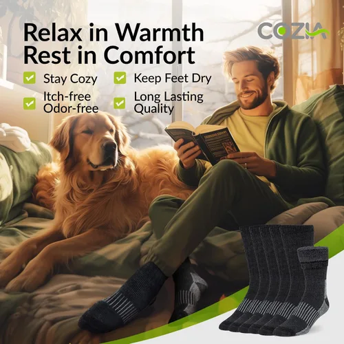 Miniatura 5 de Calcetines de lana merina, calcetines cálidos casuales para invierno, calcetines acogedores para botas para hombres y mujeres