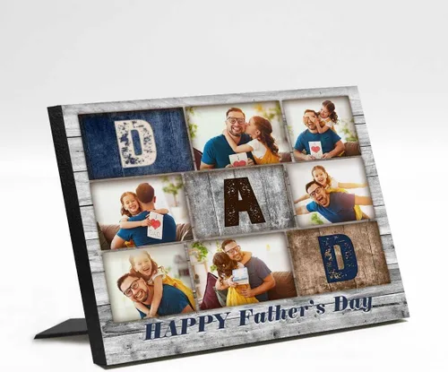 Miniatura 33 de InterestPrint Panel de fotos personalizado para papá y nombre para exhibición de mesa, mejor papá estrella, 6 fotos, marco de fotos personalizado
