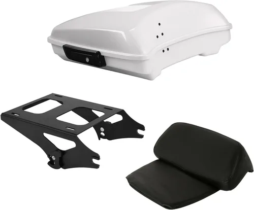 Miniatura 38 de TCT-MOTORPARTS Atlas Silver Metálico Maletero de Viaje Modificado con Respaldo y Montaje en Rack Adecuado para Harley Touring 14-25 Street Glide