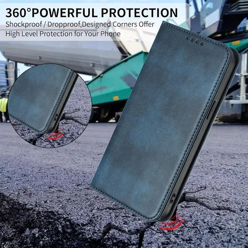 Miniatura 5 de Funda compatible con Motorola Moto E22 4G, compatible con Motorola Moto E22i 4G Card Slotting Wallet Phone Funda de cuero azul