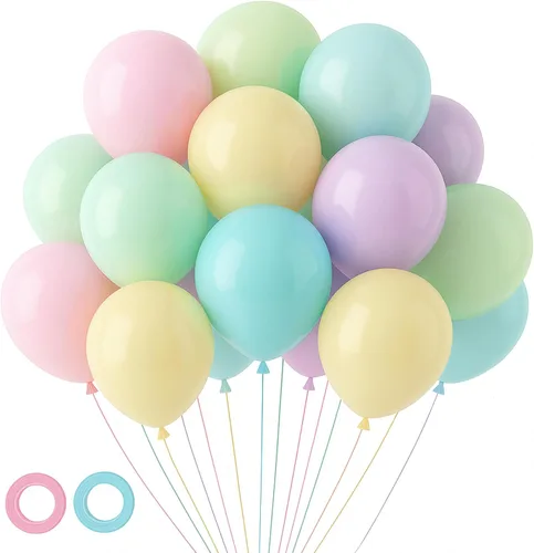 Miniatura 66 de Voircoloria - Globos azul bebé claro, paquete de 66 globos de 12 pulgadas de látex para fiestas para niños y niñas, para cumpleaños, baby shower, 16