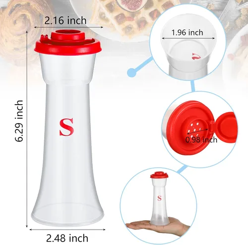Miniatura 6 de Juego de 2 saleros y pimenteros de plástico con tapas, recipiente grande para salero y pimienta, reloj de arena alto, vintage, campamento, picnic