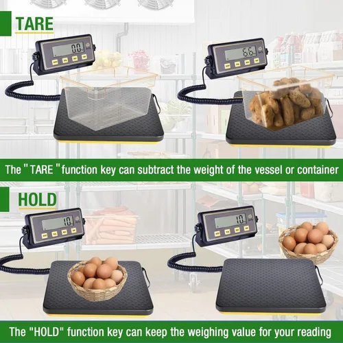 Miniatura 5 de Báscula de recepción digital de 150 libras con plataforma de aluminio antideslizante, báscula de alimentos de alta precisión