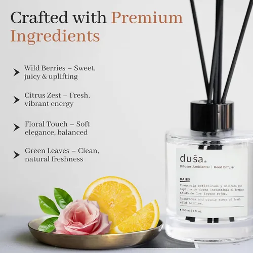 Miniatura 9 de Duša Baies Difusor de varillas perfumadas y varillas – Fragancia esencial para el hogar de 5 onzas líquidas para baño, oficina y espacios de estar