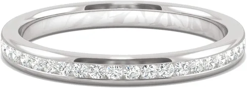 Miniatura 4 de Charles & Colvard - Anillo de boda redondo de oro blanco de 14 quilates de 0.047 in, 0.19 quilates de DEW por Charles & Colvard