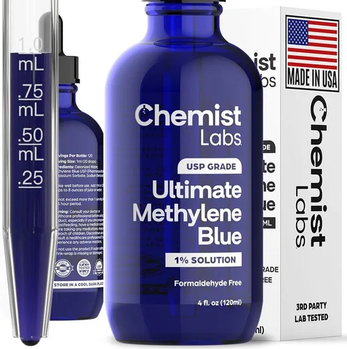 Miniatura 9 de Gotas de azul de metileno 1% grado farmacéutico 99% de pureza grado USP, metileno azul, soporte celular y mitocondrial, probado por terceros