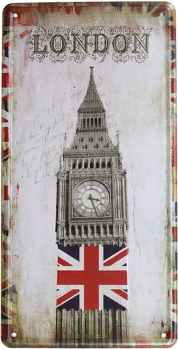 UOOPAI Placa de Arte de Lata de Metal Retro Vintage del Big Ben de Londres, UK, Decoración de Pared para el Hogar