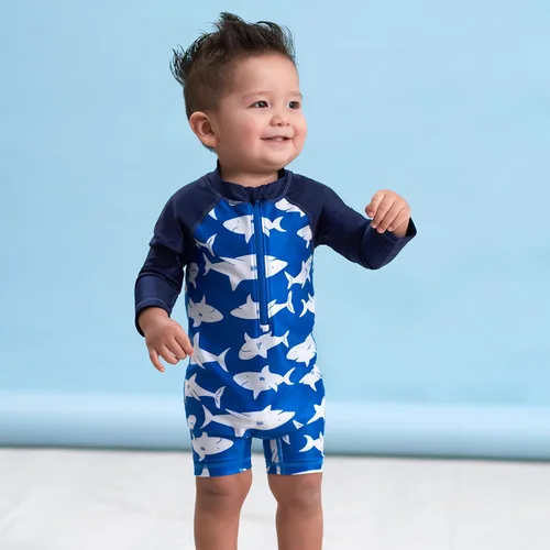 Miniatura 5 de Gerber Traje de baño de manga larga de una pieza con protección solar para niños pequeños