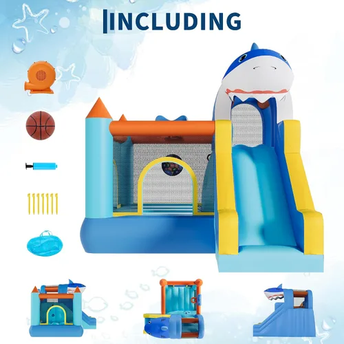 Miniatura 8 de Garvee Castillo inflable de rebote para niños, gorila de salto con soplador de aire y tobogán, castillo animoso para patio trasero familiar